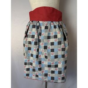 Vintage‎ Hostess Retro Half Apron Pockets Floral Roses Retro Patchwork Cottage